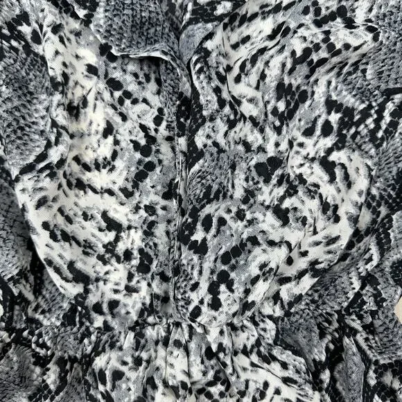 NWT Missguided Snake Animal Reptile Print Button Frill Sheer Chic Mini Dress 2 - Picture 3 of 15